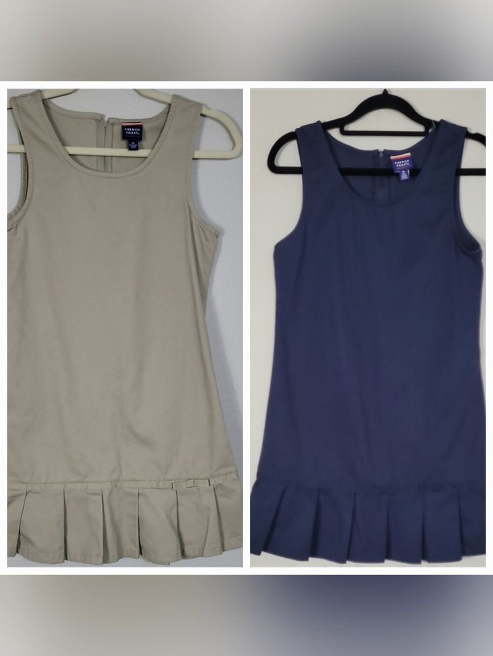 French Toast Girls School Uniform Dresses Set of 2 Size 12 Navy Khaki Kids